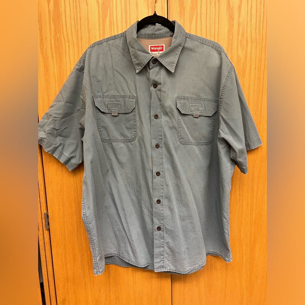 Wrangler XL cyan button SS down 100% cotton